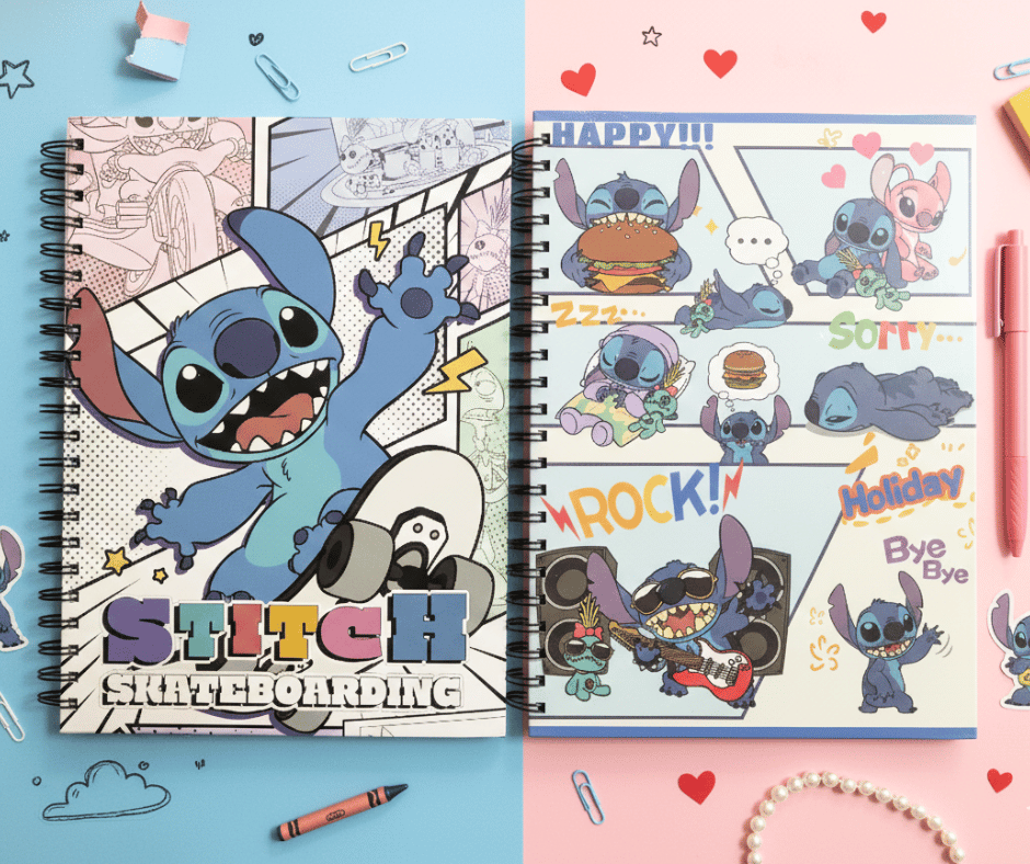 Stitch Skateboarding Spiral Notebook