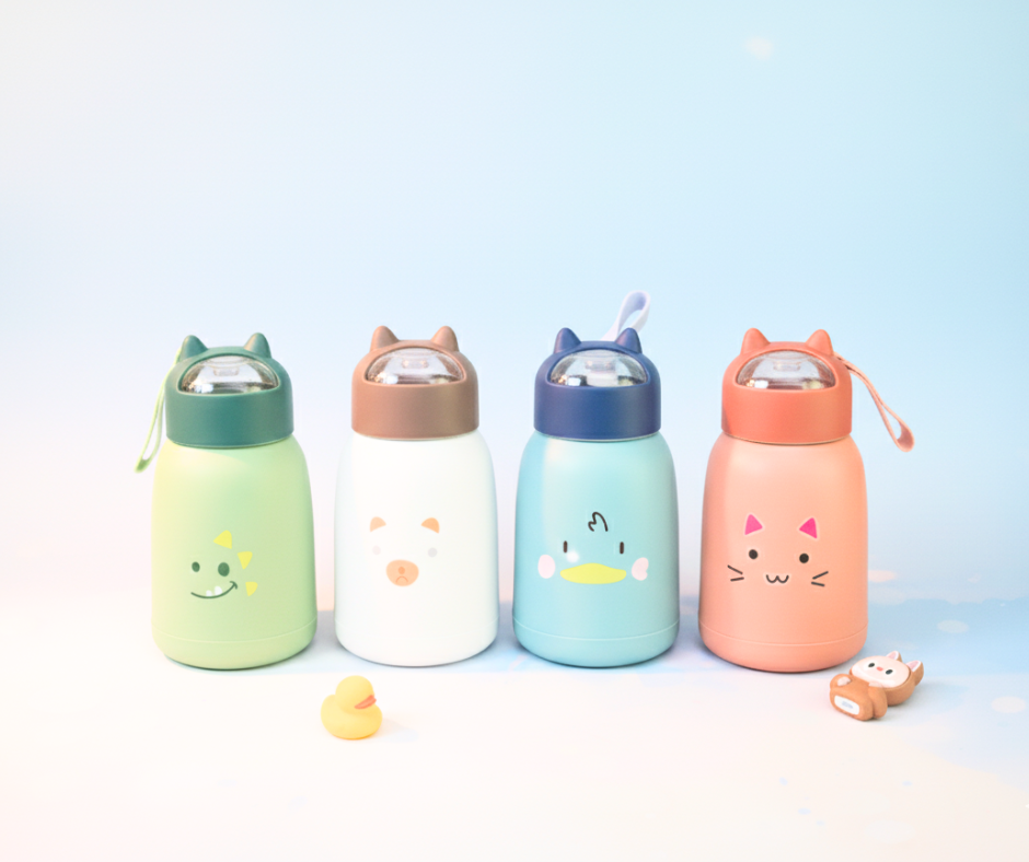 Cartoon Insulated Glass Water Bottle
