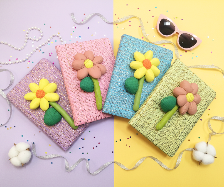 3D Flower Accent Hardcover Notebook Set