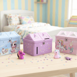 Princess & Unicorn Fantasy Metal Piggy Banks