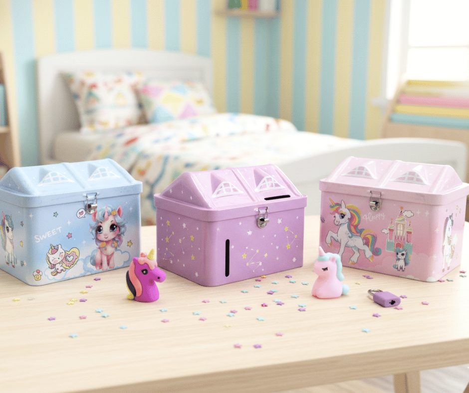 Princess & Unicorn Fantasy Metal Piggy Banks