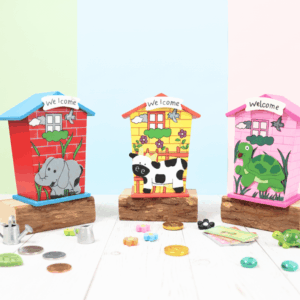 Kids Wooden House-Shaped Piggy Bank