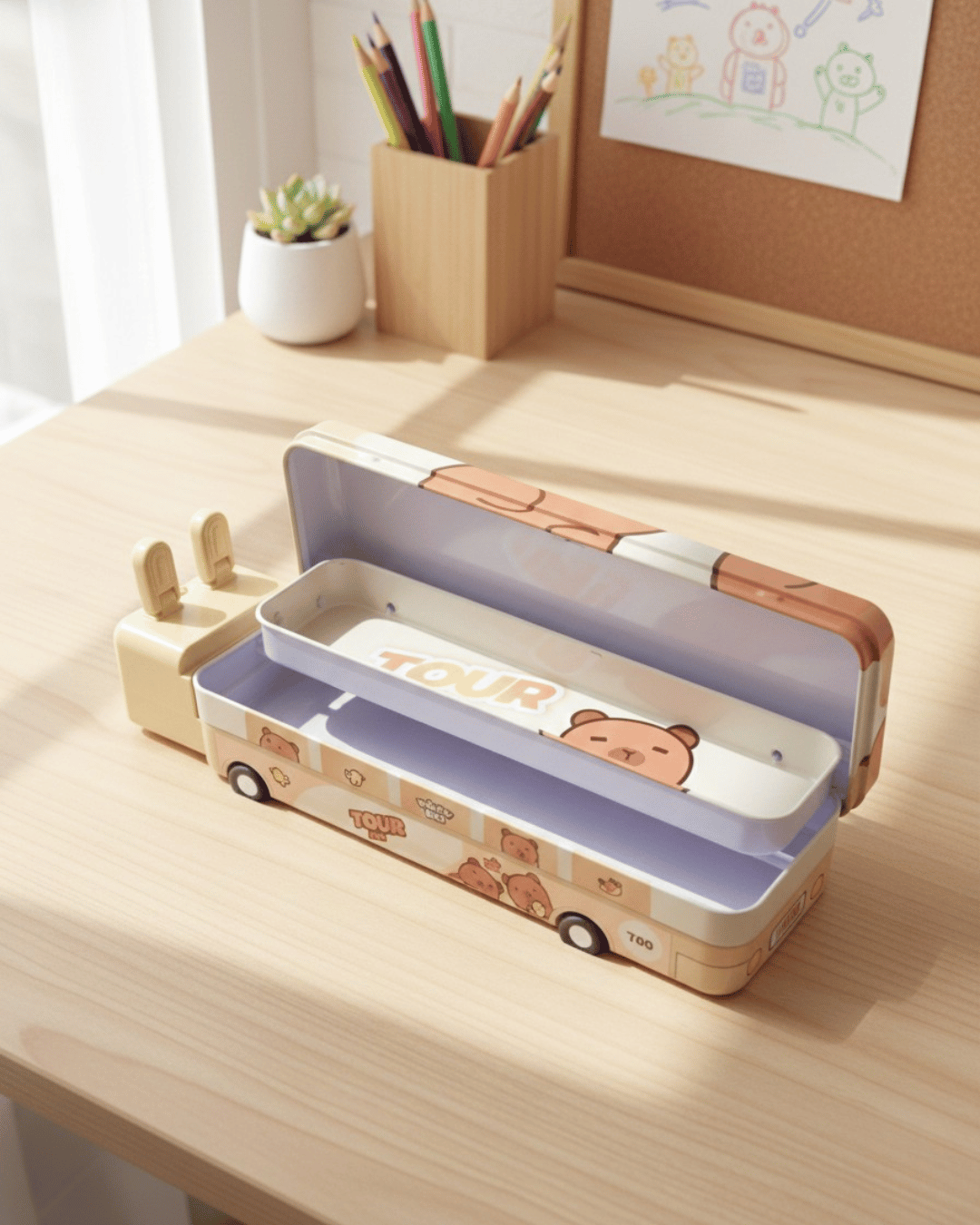 Bus-Shaped Metal Pencil Case - Image 2